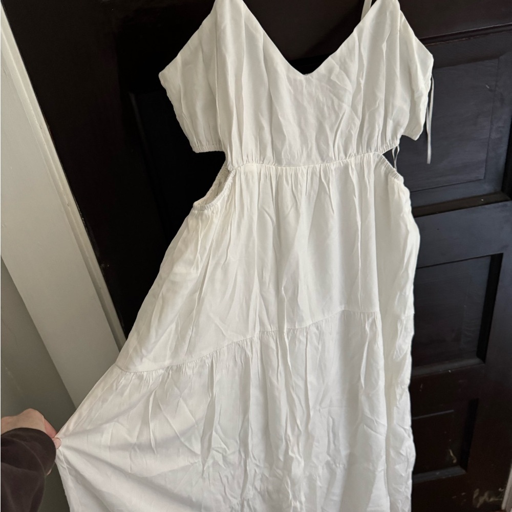 White V-Neck Cutout Maxi Dress